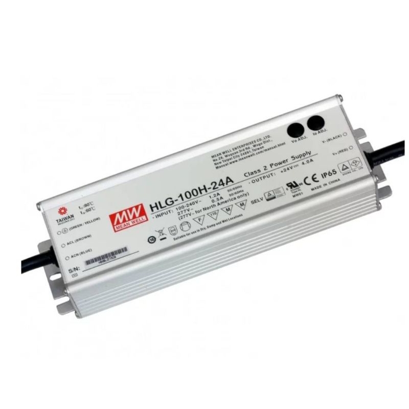 MEAN WELL driver HLG-100H-24A 24V 96W LED แหล่งจ่ายไฟ 110 V/220 V AC 24V DC 4A 96W กันน้ำ IP65 ปรับ 
