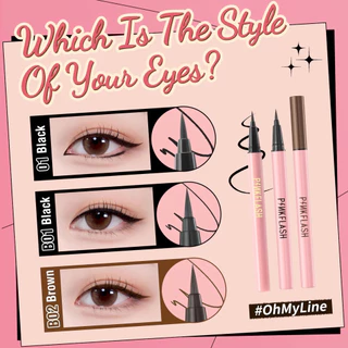 Pinkflash Ohmyline อายไลเนอร์ สีดํา เนื้อแมตต์ กันน้ํา ติดทนนาน ทั้งวัน ใช้งานง่าย ไม่เลอะ Eye Liner
