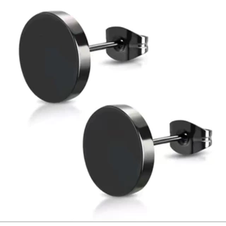 2pcs/316Lสแตนเลส-ต่างหู ตุ้มหู จิว ต่างหูผู้ชาย Black Gothic Barbell Earring Fashion Round Plain Men Stud Earring Jewe