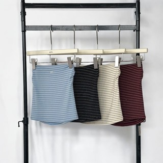 Atipashop - HARLEM TUBE เสื้อเกาะอก ลายริ้ว ปักโลโก้