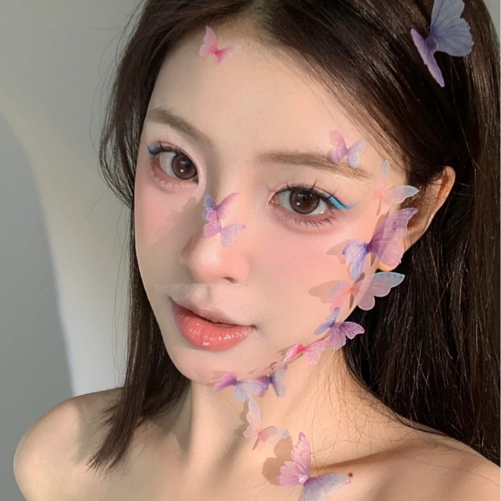 Macraft สติกเกอร์  เพชรติดหน้า ผีเสื้อ ติดหน้า รูปผีเสื้อ Butterfly