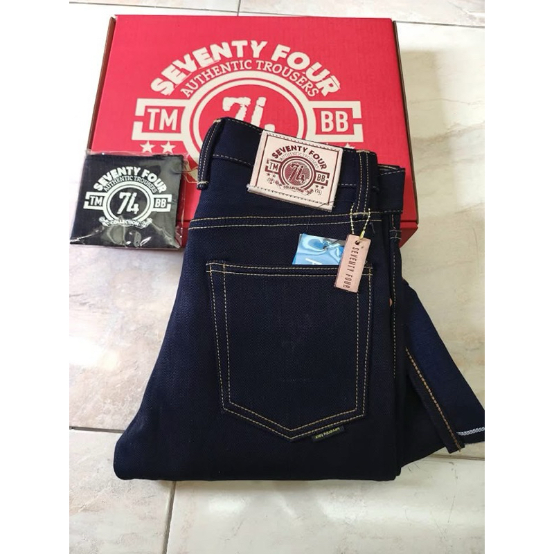 74Denim premium 20ozรุ่นกะบอกเล็กslimและกะบอกตรงstraight