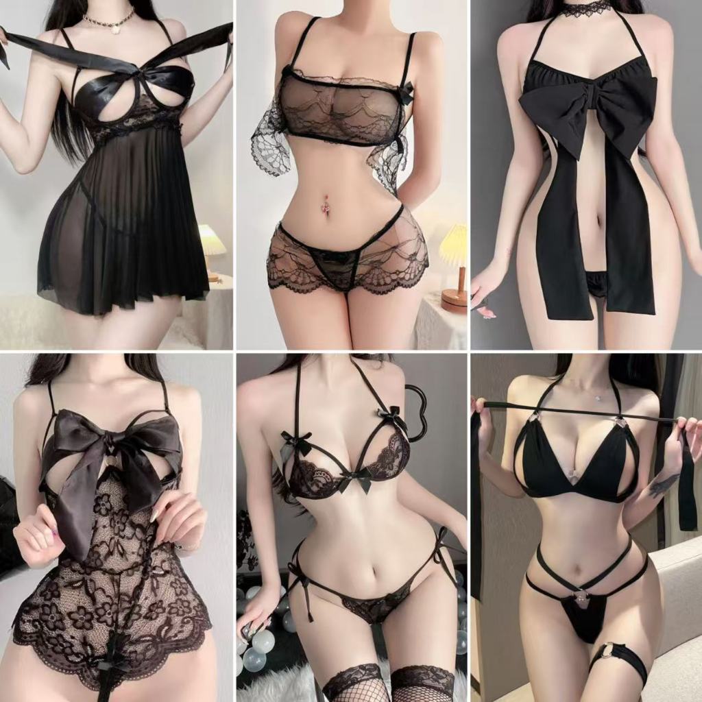 ชุดยั่ว👙ชุดชันในเซ็กซี่🎀มุมมองกลวงลูกไม้องค์ประกอบโบว์🚚ส่งไวจากไทย1-3วัน