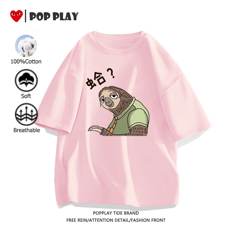 เสื้อ Zootopia เสื้อเชิ้ตแขนสั้น คอกลม ผ้านุ่มใส่สบาย มี 9 สี อนิเมะ ลายพิมพ์การ์ตูนน่ารัก (ส่งเร็ว จัดส่งจากไทย) - รูปที่ 4