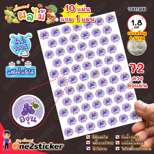 สติ๊กเกอร์รสผลไม้ 41 ชนิด แผ่นละ 72 ดวง วงกลม 1.8 cm - รูปที่ 4