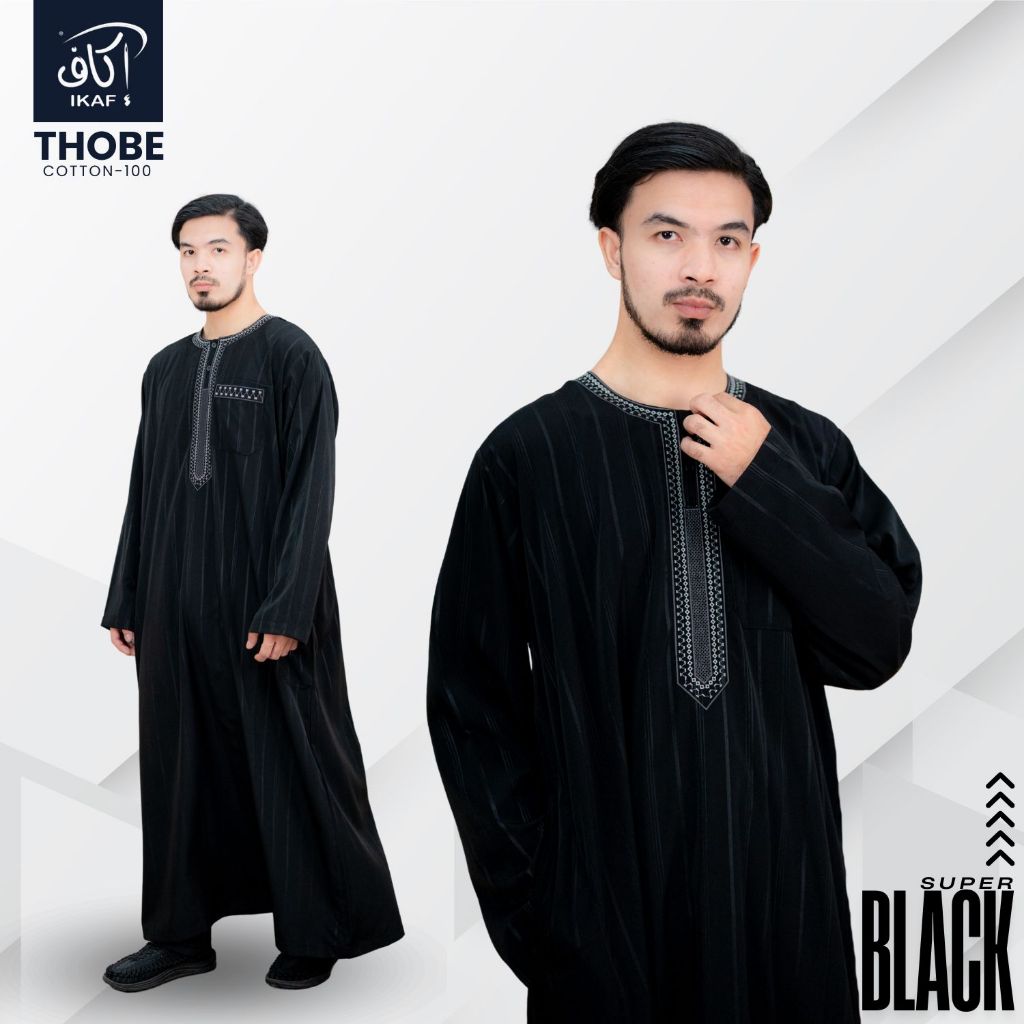 โต๊ปแขนยาวสีดำ แบรนด์ IKAF  ผ้าคอตตอน100 มีลายในตัวดูพรีเมี่ยม ใส่สบายทรงสวยมากๆ   AE88วาริสมุสลิม