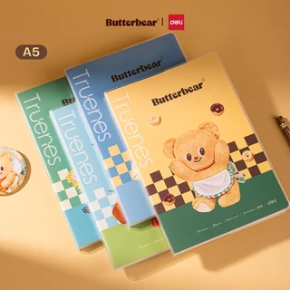 (ฺButterBear X Deli) สมุดจด สมุดมีห่วง สมุดสันเชือก สมุดน้องหมีเนย บัตเตอร์แบร์ (A5/B5/เลือกลายได้)