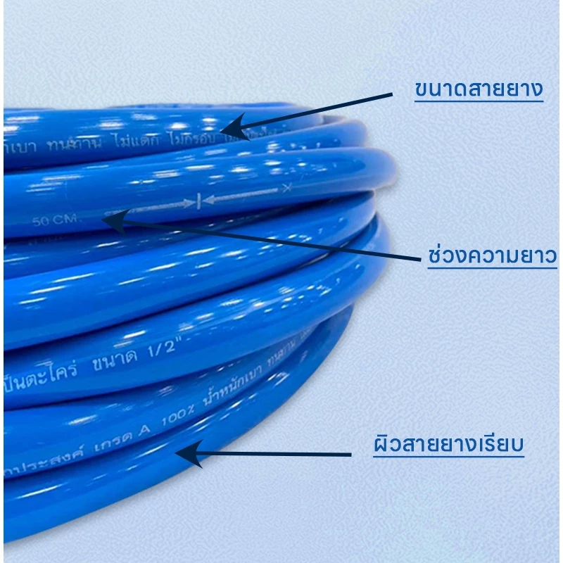 สายยางสีฟ้า4หุน (1/2) พร้อมหัวฉีดท่อน้ำ ไม่ต้องประกอบ（มีฝักบัวรดน้ำ 2000 รู/1000 รู）สายยาง สายยางรดน้ำ แข็งแรงทนทาน - รูปที่ 4