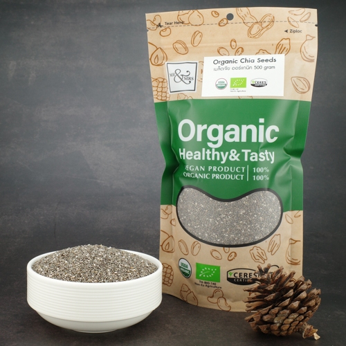 เมล็ดเชีย ออร์แกนิค ตรามิสเตอร์แอนด์มิสซีส 500กรัมOrganic Chia Seed (Mr.&Mrs.Brand) 500g