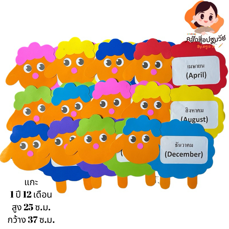 สื่อตกแต่งห้องเรียนชุด 1 ปี มี 12 เดือน สื่อปฐมวัย สื่อการสอน สื่อสำเร็จรูป
