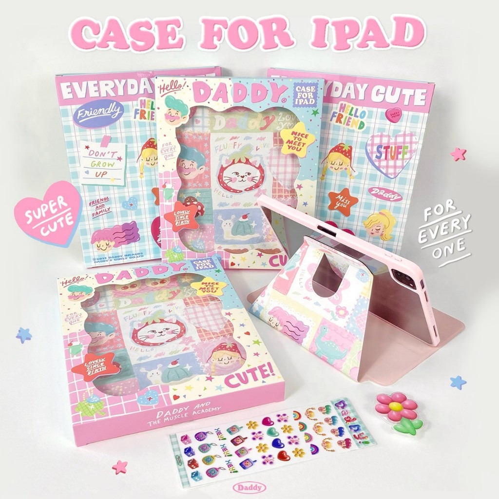DADDY | Fluffy Love Ipad Case เคสไอแพด หมุนได้ 360° สุดน่ารัก มีที่เก็บปากกา แถมฟรีสติ๊กเกอร์ (ของแท้ลิขสิทธิ์ร้าน Daddy