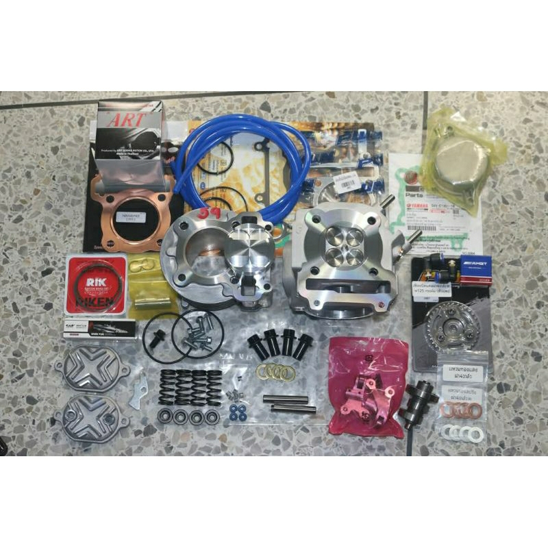 ชุดเสื้อฝา59 4วาล์ว mio fino nouvo ฝา4วาวตัวใหม่ พอทcnc มีรูo2 เซ็ทหลังวาว อุปกรณ์ครบ ใส่ชักเดิม แคร