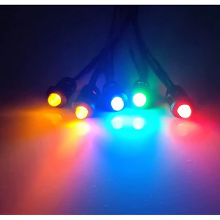 LEDไดโอด 8มม. 5มม. 3V-12V พร้อมหลอดไฟสี ฝาครอบดำ 12 มม. พร้อมสายไฟ 20 ซม.