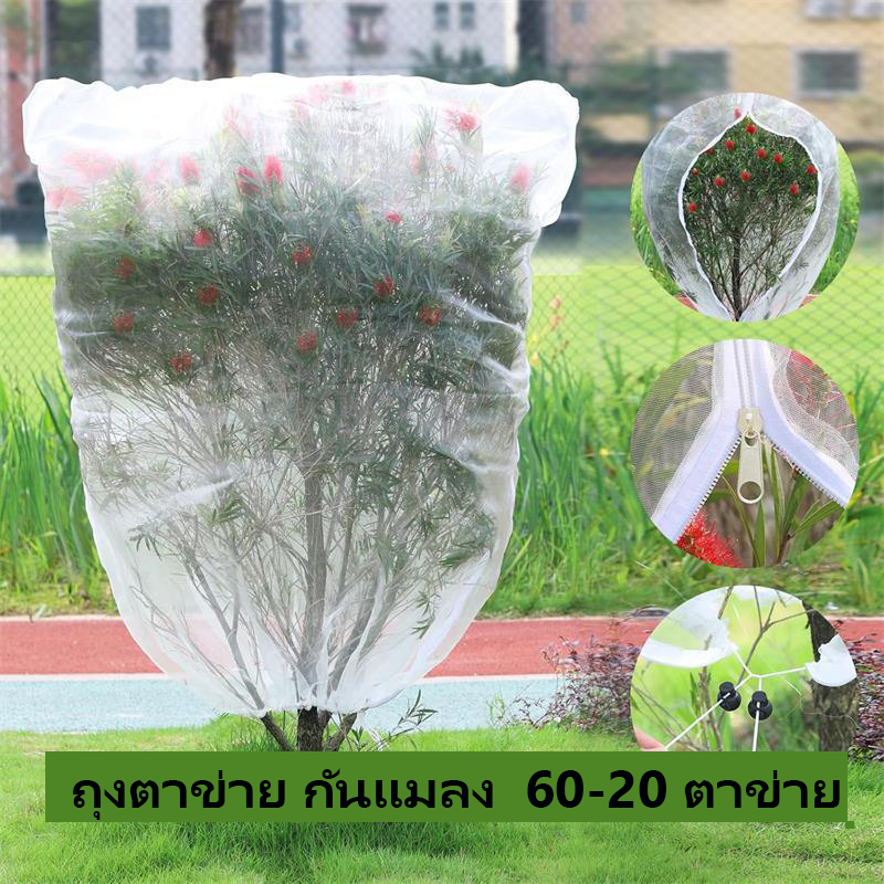 ตาข่าย ตา 60 คลุมต้นไม้ผลไม้ ตาข่ายกันนก ตาข่ายกันแมลงพร้อมเชือกรูดซิป