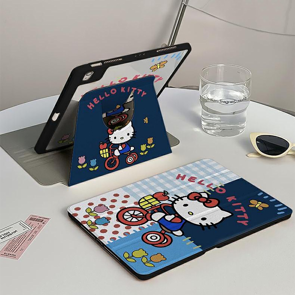 🪐24 ชั่วโมงเคส🪐case iPad Gen9 Gen11 Air7 11 ที่ใส่ปากกา Hello Kitty เคสiPadหมุน 360° Gen10 Air6 Air5 - รูปที่ 3