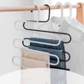 ไม้แขวนกางเกงสแตนเลส แขวนกางเกง 5 ตัว ประหยัดพื้นที่ แขวนผ้าพันคอ เข็มขัด Trousers Hanger
