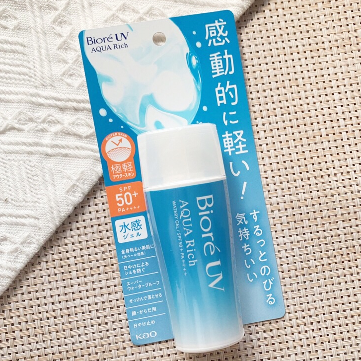 บิโอเร ยูวี อะควา ริช วอเตอร์รี่ เจล กันแดด 90 มล Biore UV Aqua Rich Watery Gel SPF50+ PA+ (ครีมกันแดด, กันแดด) biore