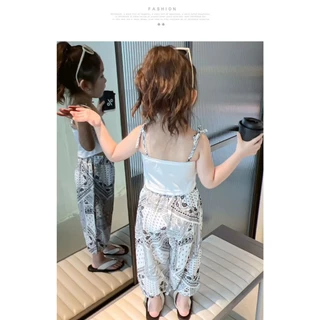 MC074 ชุดเช็ตสายเดี่ยวเด็กผู้หญิง งานเช็กซี่ เสื้อ+กางเกง สไตล์เกาหลี พร้อมส่งไวมากๆ