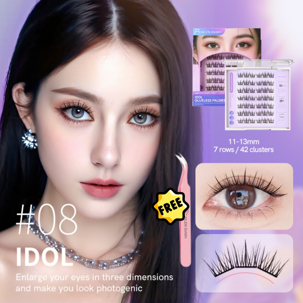 🔥Mlen Diary ขนตาคุณภาพ🔥 ขนตามีกาวในตัว ติดง่าย NO.08 IDOL