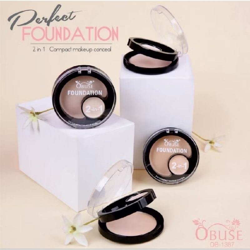 2in1 รองพิ้นและคอนซีลเลอร์ ในตลับเดี่ยว Obuse Perfect Foudation 2 in 1.