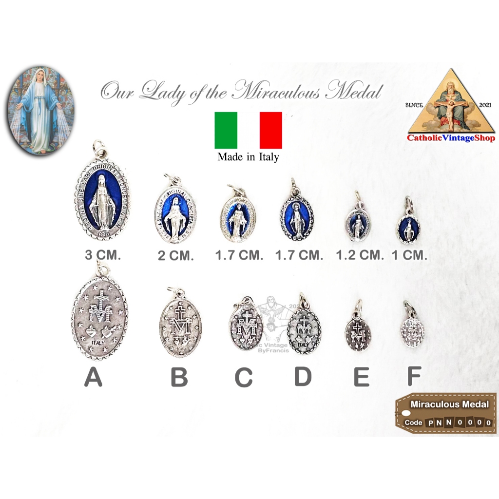 จี้เหรียญ โลหะ เหรียญแม่พระอัศจรรย์ จี้สร้อย อิตาลี Catholic Virgin mary Coin คาทอลิก ITALY