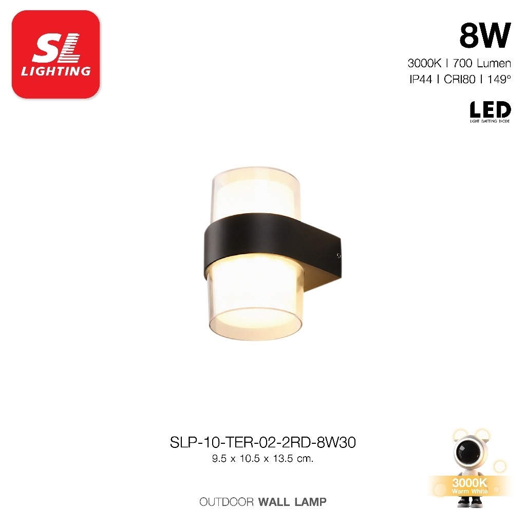SL LIGHTING | Outer Space โคมไฟติดผนังภายนอก LED 8W 3000K วัสดุ ABS รุ่น 10-TER-8W30 (กลม,เหลี่ยม)