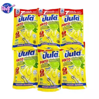 [เซท 6 ถุง] Pinto ปินโต้ น้ำยาล้างจาน สูตรเข้มข้น ถุงขนาด 400มล. 7 in 1 Clean มี6กลิ่น
