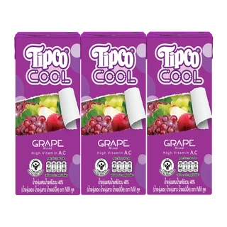 TIPCO Cool องุ่น ผสมน้ำผลไม้รวม 40% ขนาด 180 มล. แพ็ก X3 กล่อง