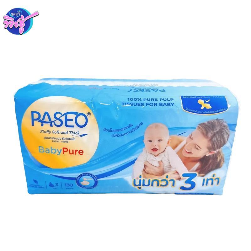 [เซท 2แพค] PASEO พาซิโอ กระดาษทิชชู่เช็ดหน้า แพค 4ห่อ หนานุ่ม 3ชั้น บรรจุห่อ 130แผ่น รูปที่ 4