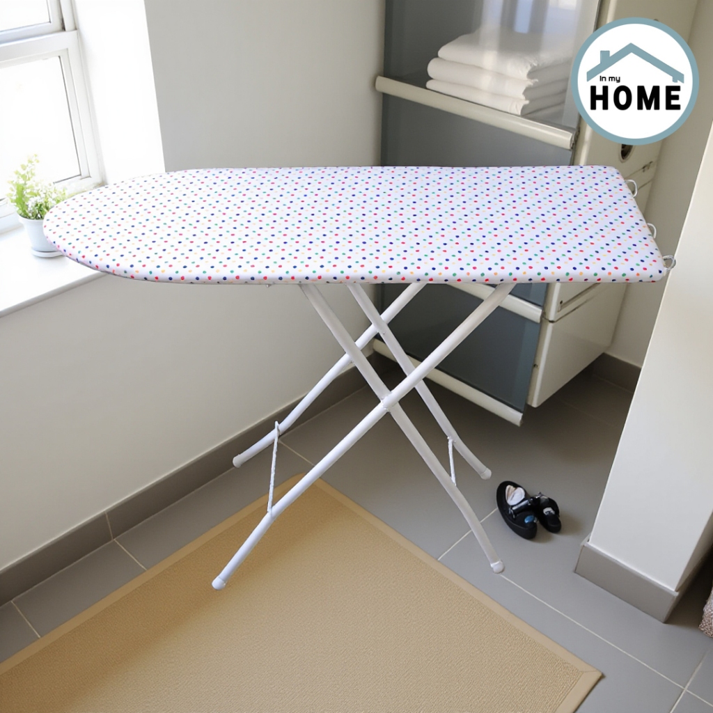 Inmyhomeโต๊ะรีดผ้าแบบปรับได้ 6 ระดับลายจุด  ผ้าคอตตอน100% *สินค้าพร้อมส่ง*