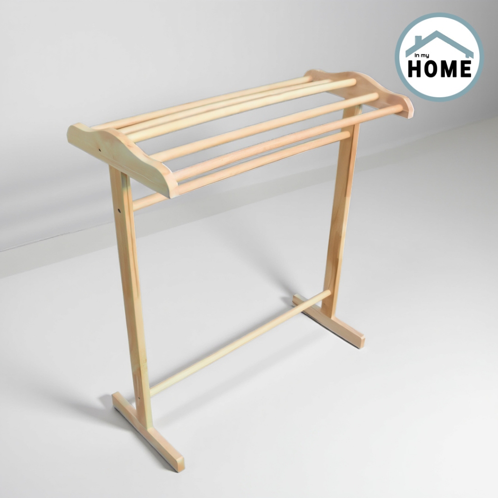 Inmyhome ราวไม้ยางพารา 4 เส้น สีธรรมชาติ แข็งแรง ทนทาน