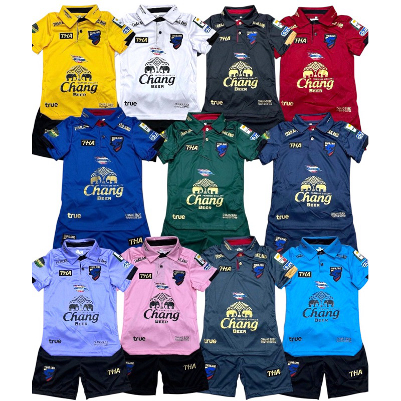 ชุดกีฬาชุดบอลเด็กคอปกสีผืนสีสดใสเด็กหญิงชายใส่ได้