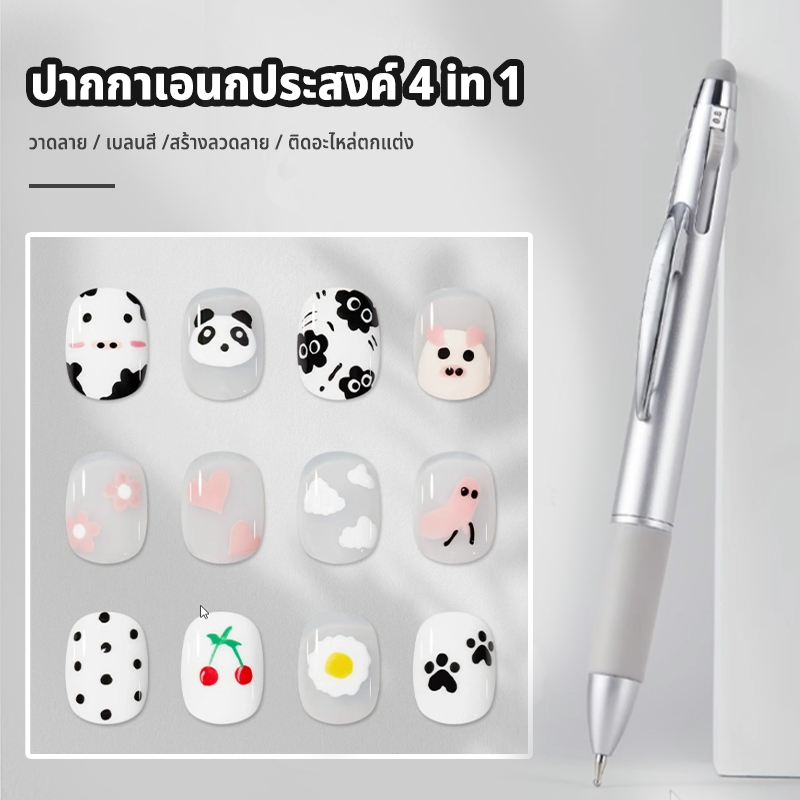 Nawoelite เล็บ สีเล็บเจล ของใช้ทําเล็บ แบบพกพา DIY เล็บเครื่องมือทําเล็บ ปากกาเจาะอเนกประสงค์หลายขนาดในหนึ่ง