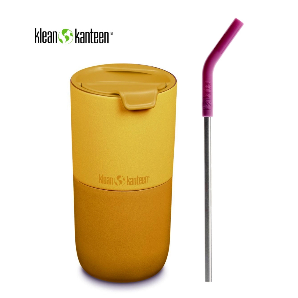 Klean Kanteen แก้ว 16oz Rise Tumbler Old Gold พร้อม หลอด Klean Kanteen Straw 8 mm