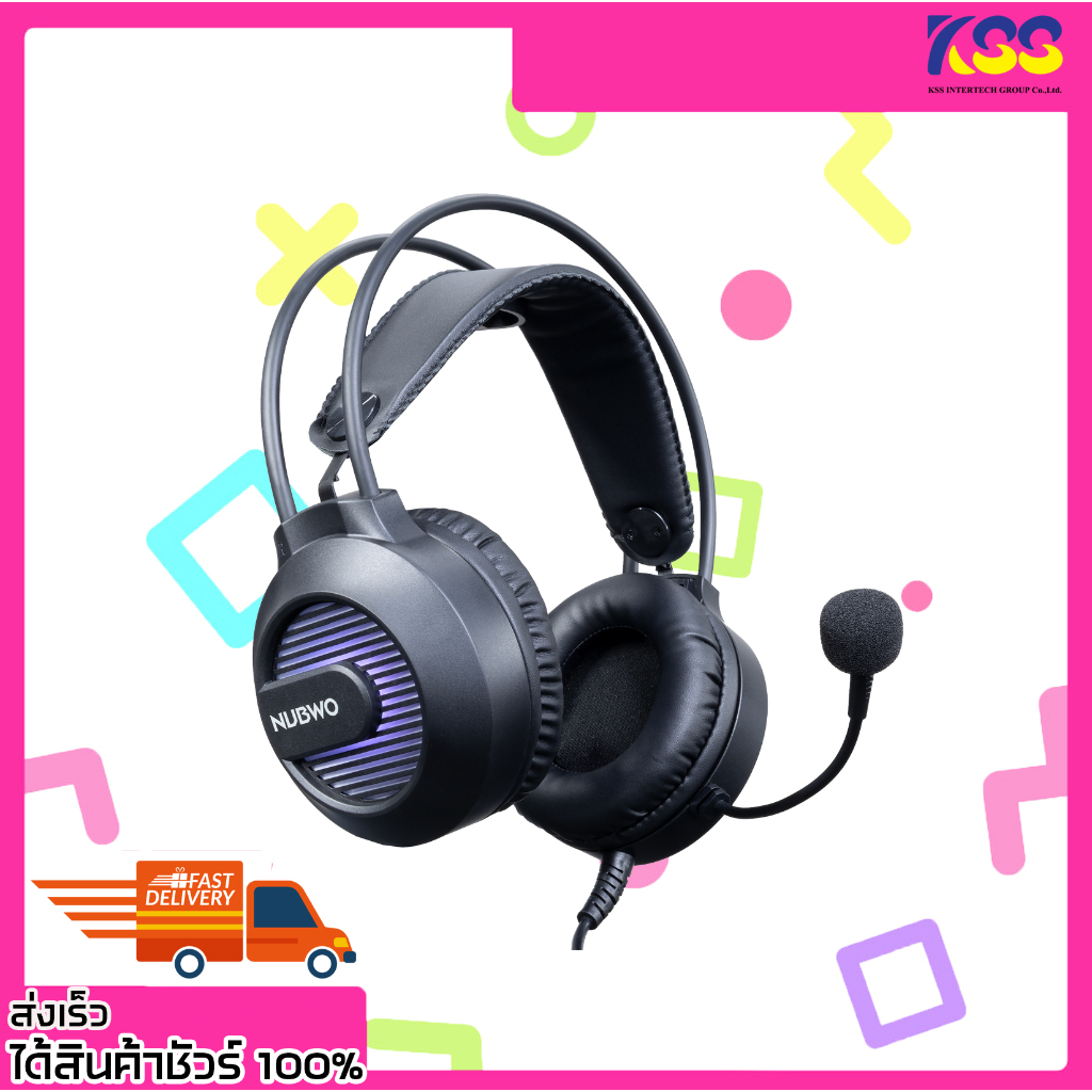 หูฟังเกมมิ่งส์ แจ็คเดียว Nubwo Gaming Headset N2PRO Jack 3.5mm/USB 7 Color LED ของแท้ ประกัน 1ปี