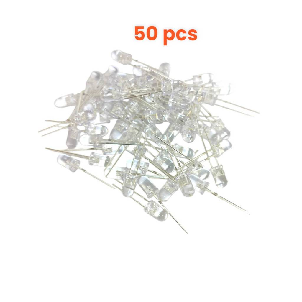 50ชิ้น LED 5mm หลอดled ซุปเปอร์ไบรท์ 5 mm ไดโอดเปล่งแสง สีขาว เขียว แดง น้ำเงิน
