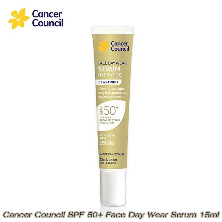 Cancer Council SPF 50+ Face Day Wear Serum 15ml เซรั่มกันแดด เนื้อบางเบาพิเศษที่ให้ผิวดูชุ่มชื้น
