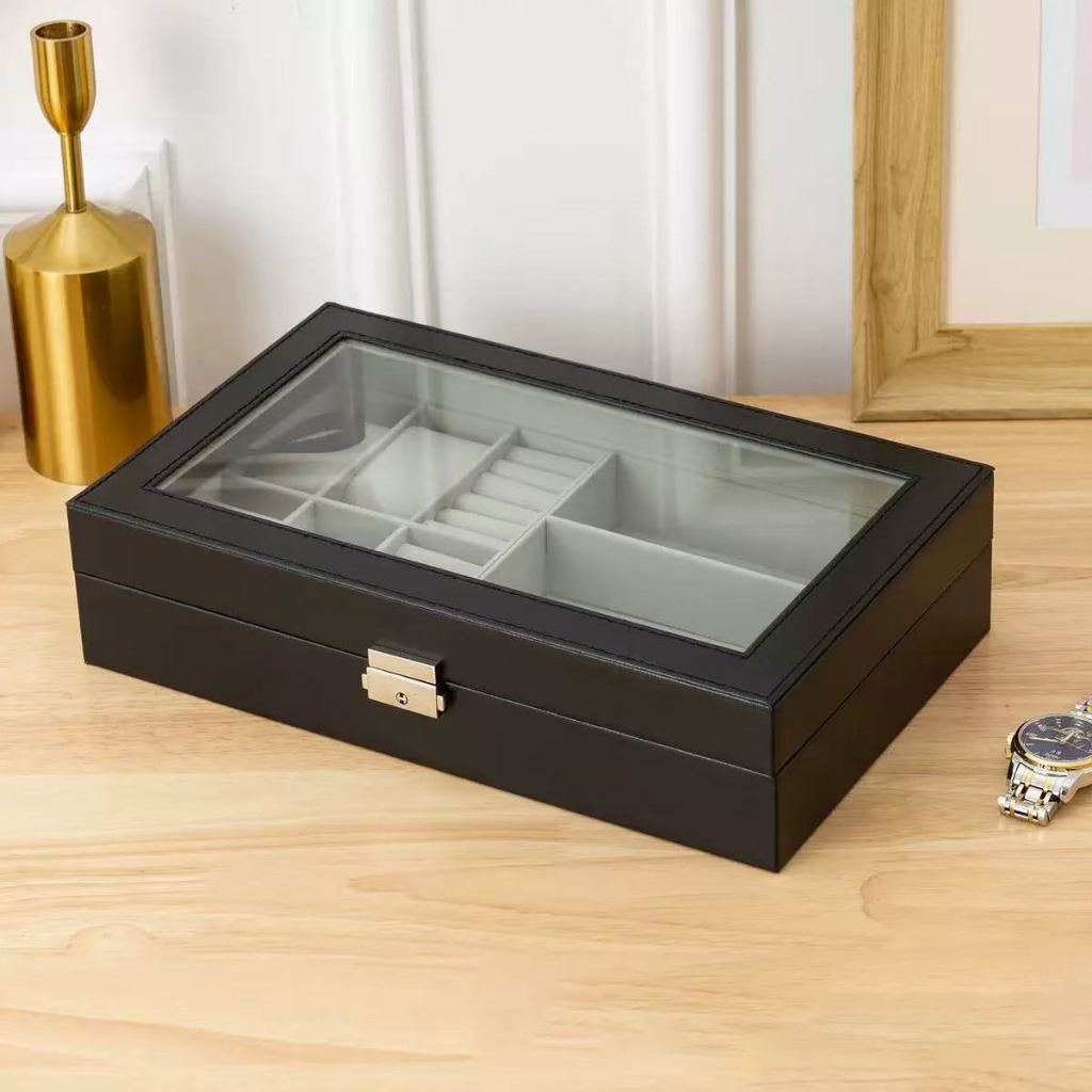 กล่องใส่นาฬิกา+แว่นตา+แหวน กล่องนาฬิกา PUหนังคลาสสิก Watch Box
