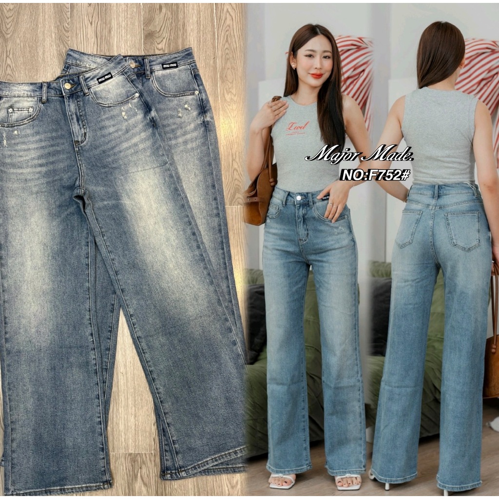 MJF752# กางเกงยีนส์ขากระบอก
