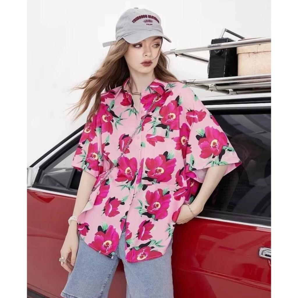 เสื้อเชิ้ตฮาวายแขนสั้น ลายดอก ผ้าไหมอิตาลี thumbnail 4