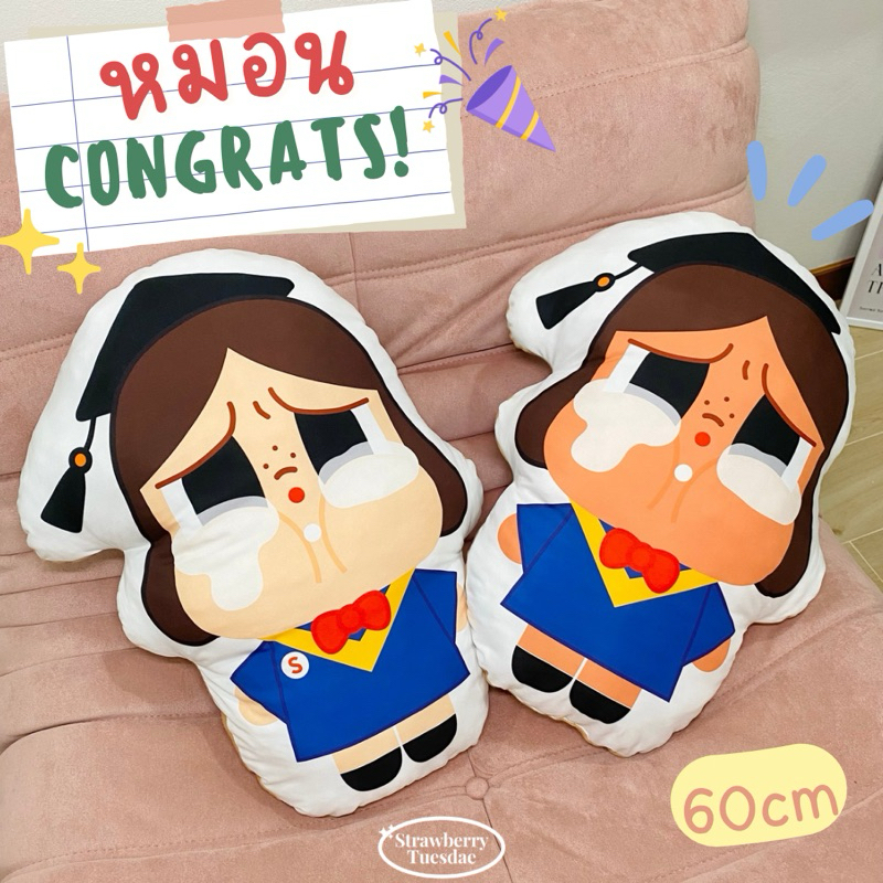 ของขวัญรับปริญญา ของขวัญบัณฑิตน้อย ของขวัญปัจฉิม หมอนพิมพ์ลายขนาด60cm พร้อมส่ง ตุ๊กตารับปริญญา ตุ๊กตาชุดครุย