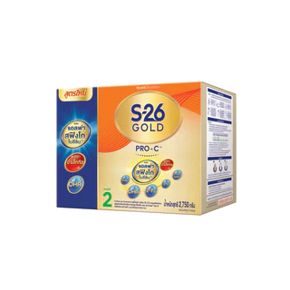 นมผง S-26 GOLD® Pro-C™ (2750g) นมผง เอส-26 โกลด์® โปรซี ผสมแอลฟา สฟิงโกไมอีลิน™ สูตร 2 (2750 กรัม)