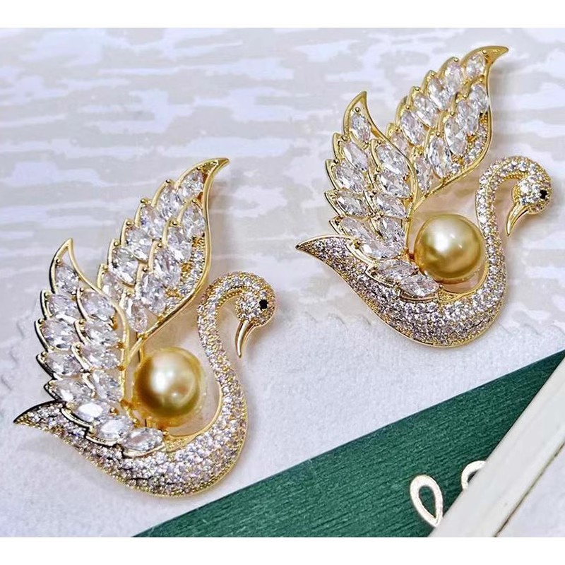 เข็มกลัดหงส์มุก นกยูงมุก เครื่องประดับหมุด สวยๆ แฟชั่นสไตล์เกาหลี  สำหรับผู้หญิง