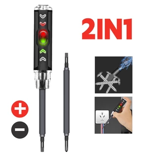 2-in-1 ปากกาทดสอบแรงดันไฟฟ้า แบบไม่สัมผัส มีไฟ LED สองสี tester pen (แบน+แฉก)