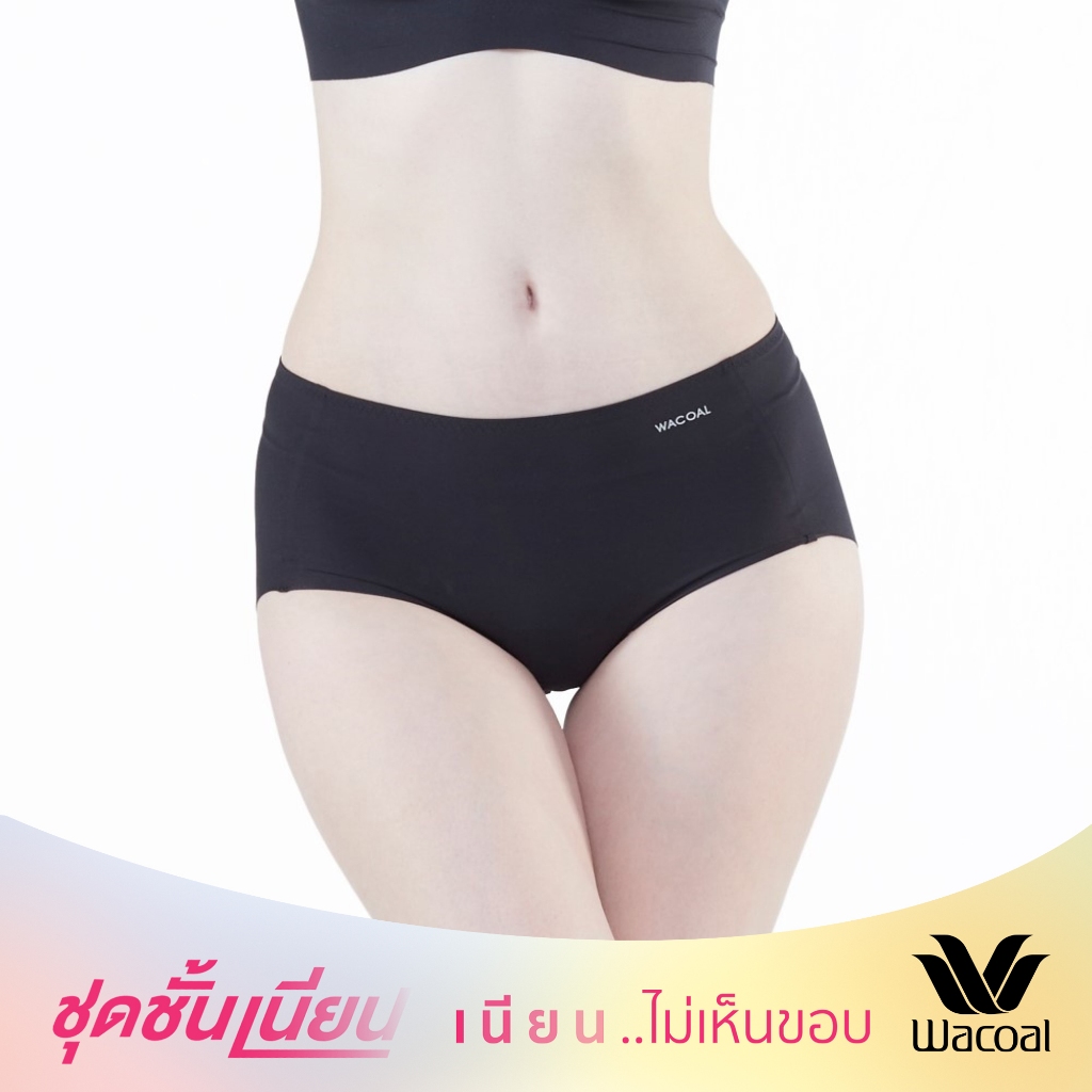 Wacoal กางเกงชั้นเนียน Anti-bacteria Cool Innovation รุ่น WU3K00 รูปแบบเต็มตัว สีดำ (BL)