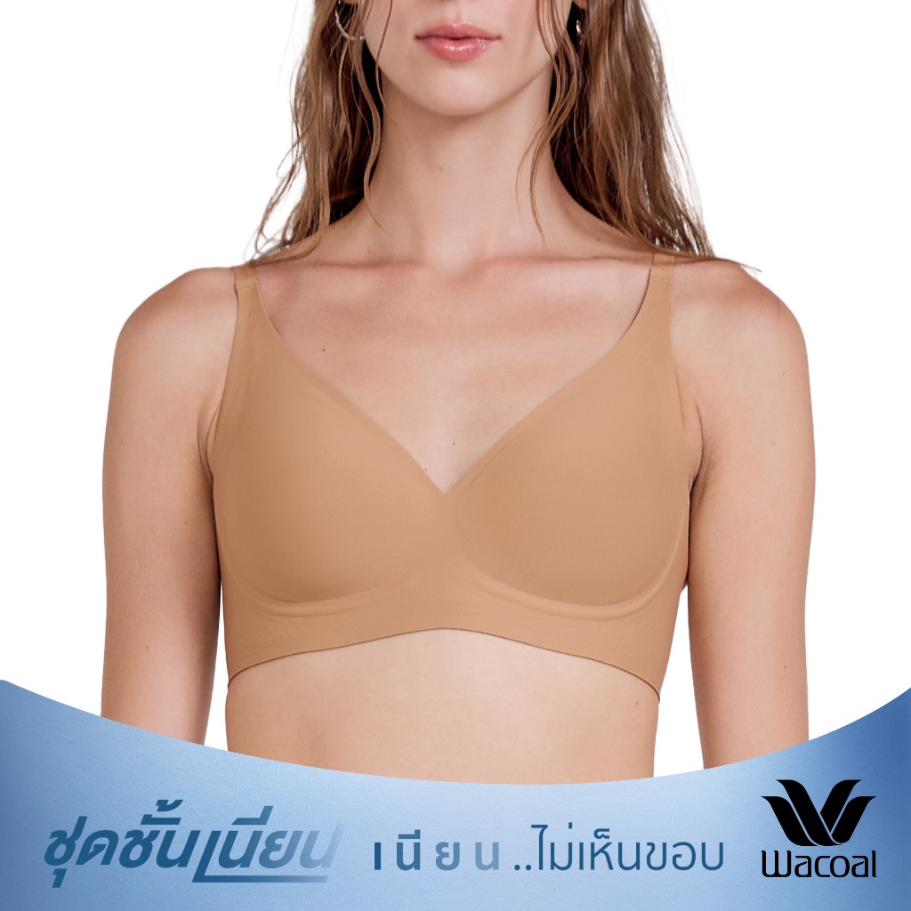 Wacoal ชุดชั้นเนียน บราไร้โครง Smart Size เสริมฟองน้ำ รุ่น WB3Y35 สีน้ำตาล (BR)