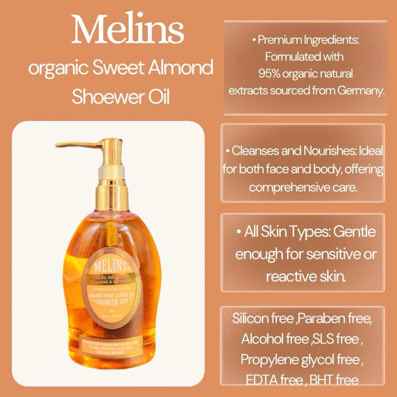 Melins Organic Sweet Almond Oil ออยล์อาบน้ำออแกนิก thumbnail 5