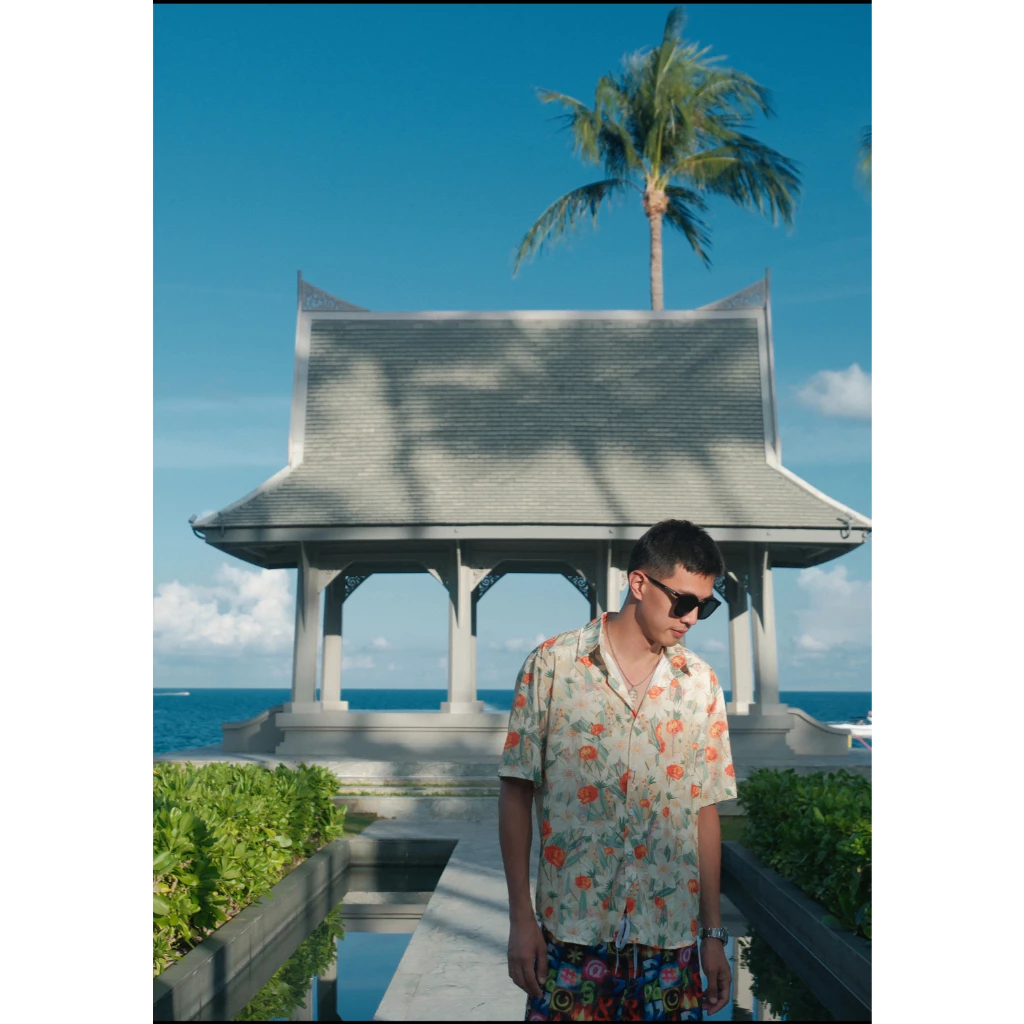 เสื้อสงกรานต์ ลายดอกไม้ คอปก แขนสั้น กระดุมหน้า ผ้าไหมอิตาลี #3013 thumbnail 5