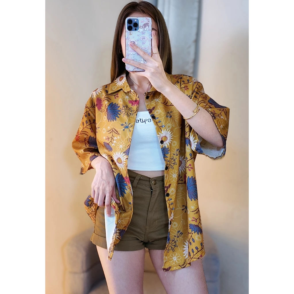 Hawaii เสื้อเชิ้ต ปกฮาวาย แขนสั้น ลายดอก ผ้าไหมอิตาลี thumbnail 6