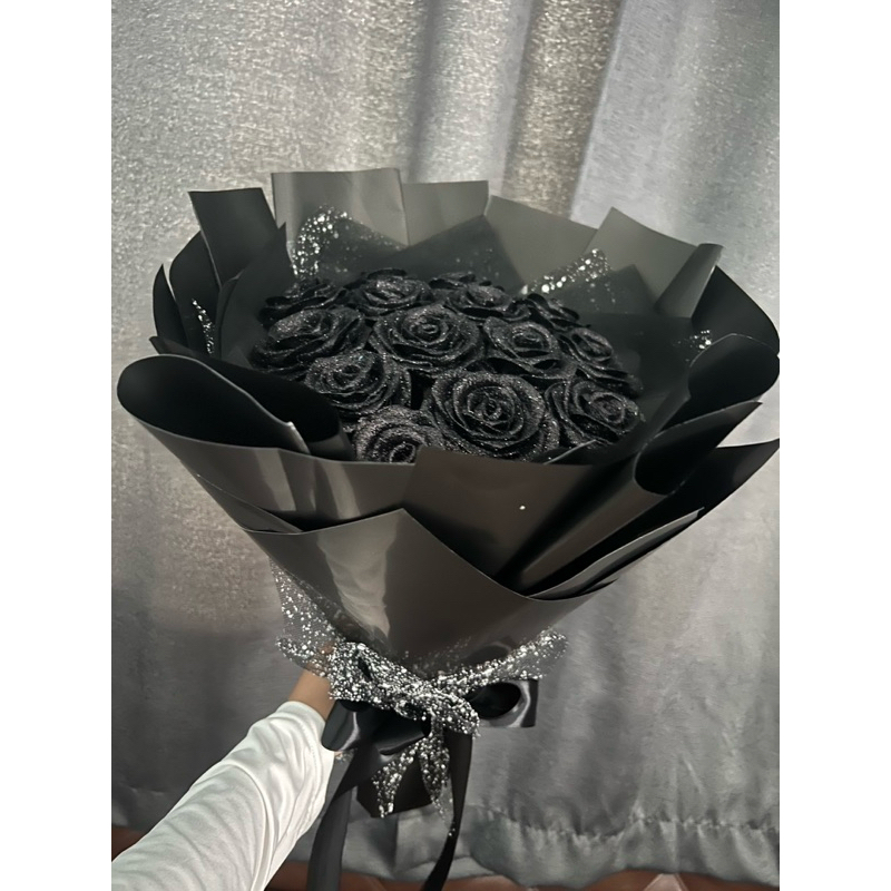 ช่อดอกไม้ริบบิ้น 14ดอก ดอกกุหลาบริบบิ้น (เปลี่ยนสีดอกกุหลาบได้ค้าบ)